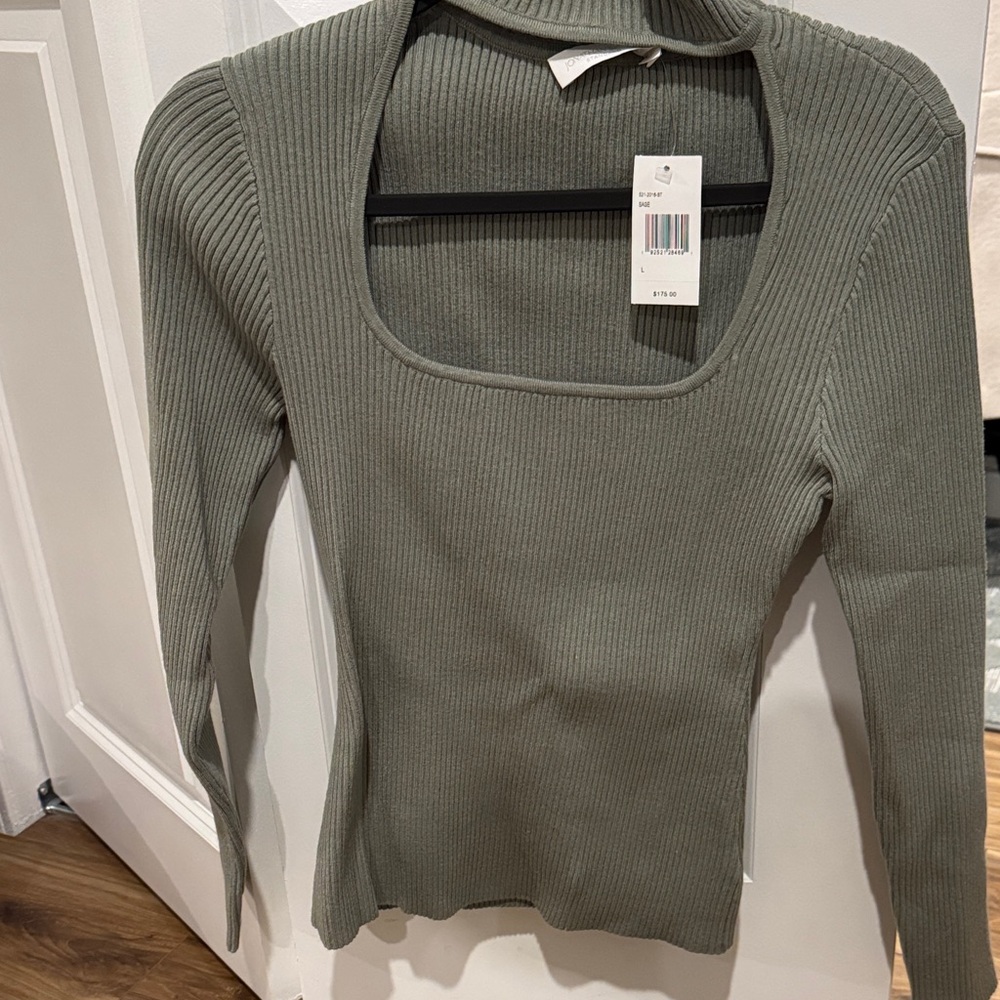 Jonathan Simkhai Olive Ribbed Long Sleeve Top